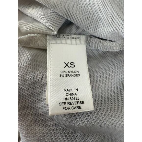 Logo Lori Goldstein Size XS Sheer Stretch Tie Dye Top Gray Button Long Sleeve - Picture 8 of 10